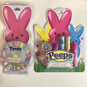 Peeps 6 Piece Lip Set & Press On Nails Set New in Padk